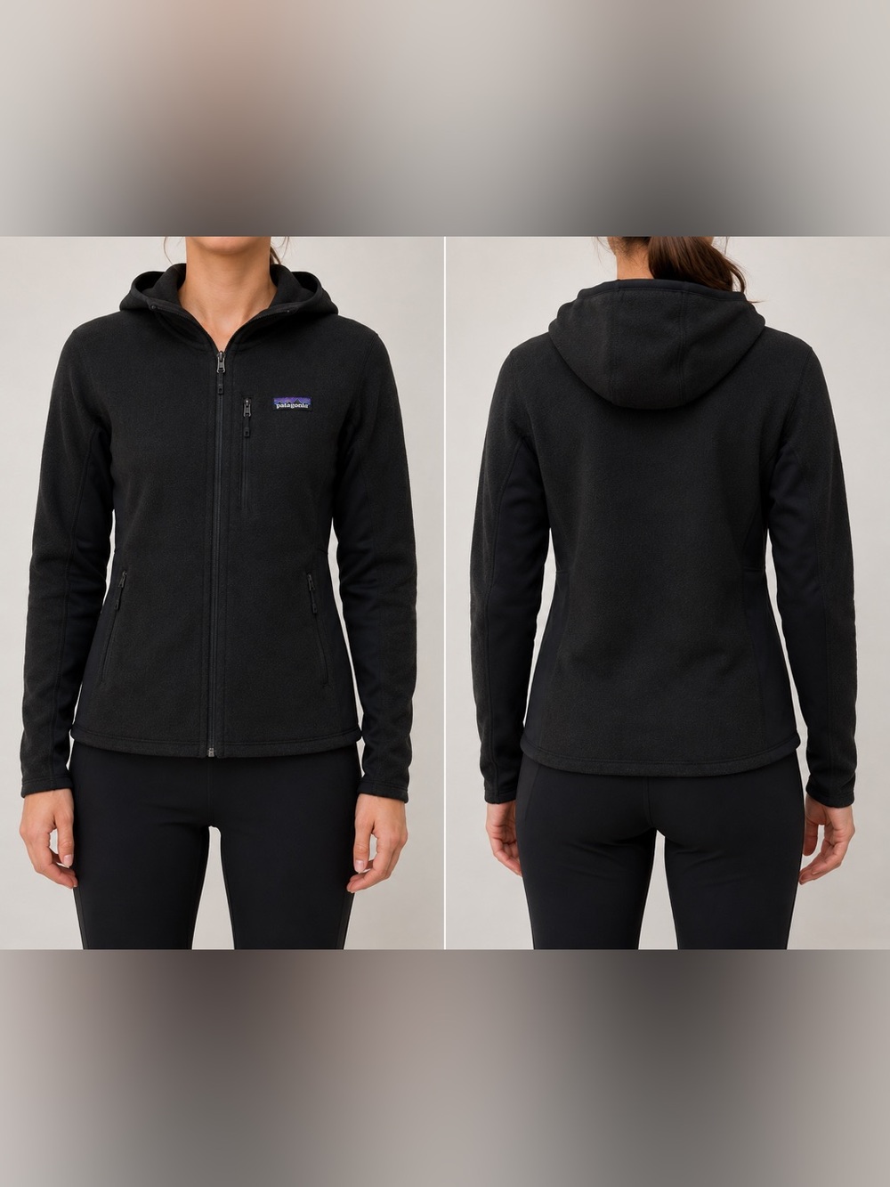Patagonia Women's Full Zip Black Fleece Hoodie Size S 100% Polyester